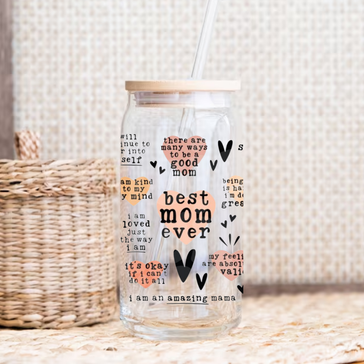 Best Mom Ever Positive Affirmation UV DTF Cup Wrap