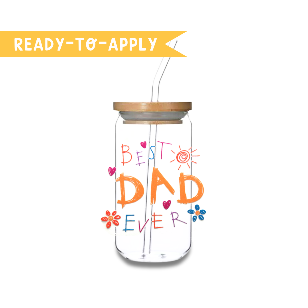 Best Dad Ever Doodle Glass Cup