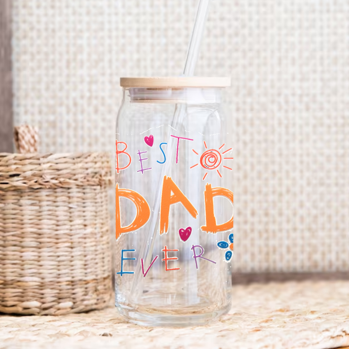 Best Dad Ever Doodle Glass Cup