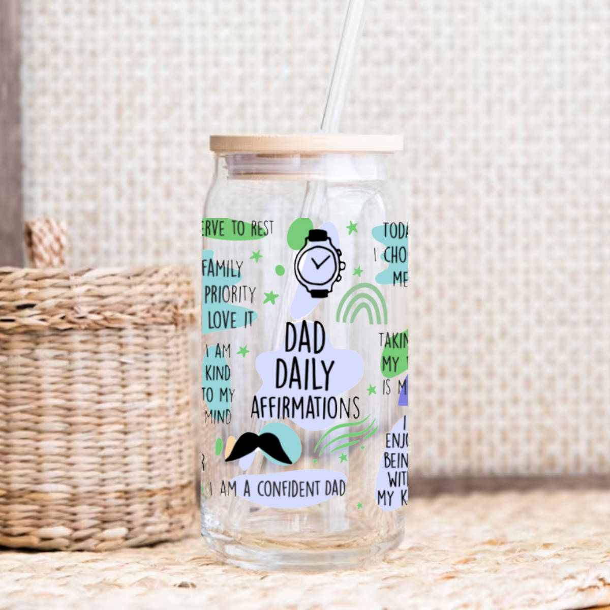 Dad Daily Affirmation Glass Cup