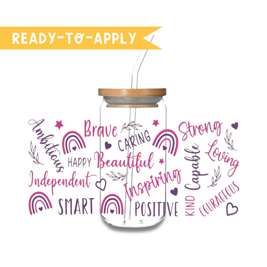 480ml/16oz UV DTF Cup Wrap | Inspirational Words