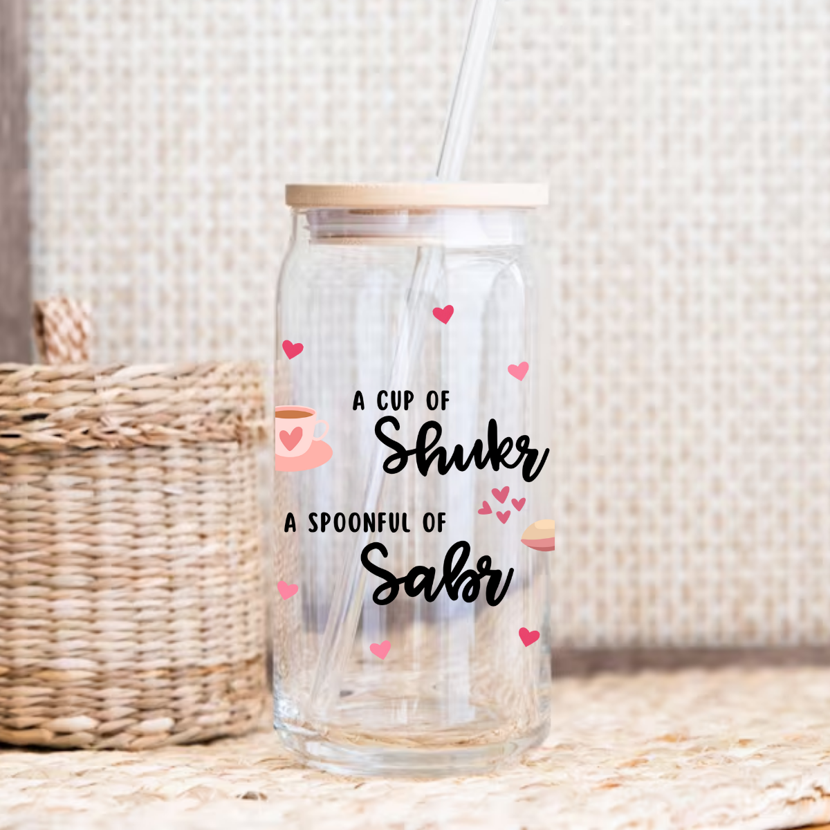 UV DTF Cup Wrap | A Cup of Shukr and A Spoonful of Sabr (Islamic)