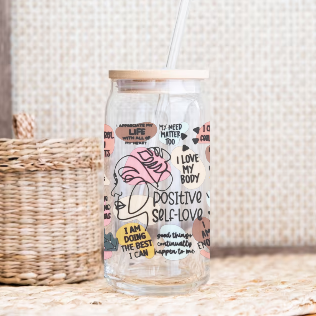 480ml/16oz UV DTF Cup Wrap | Positive Self-Love