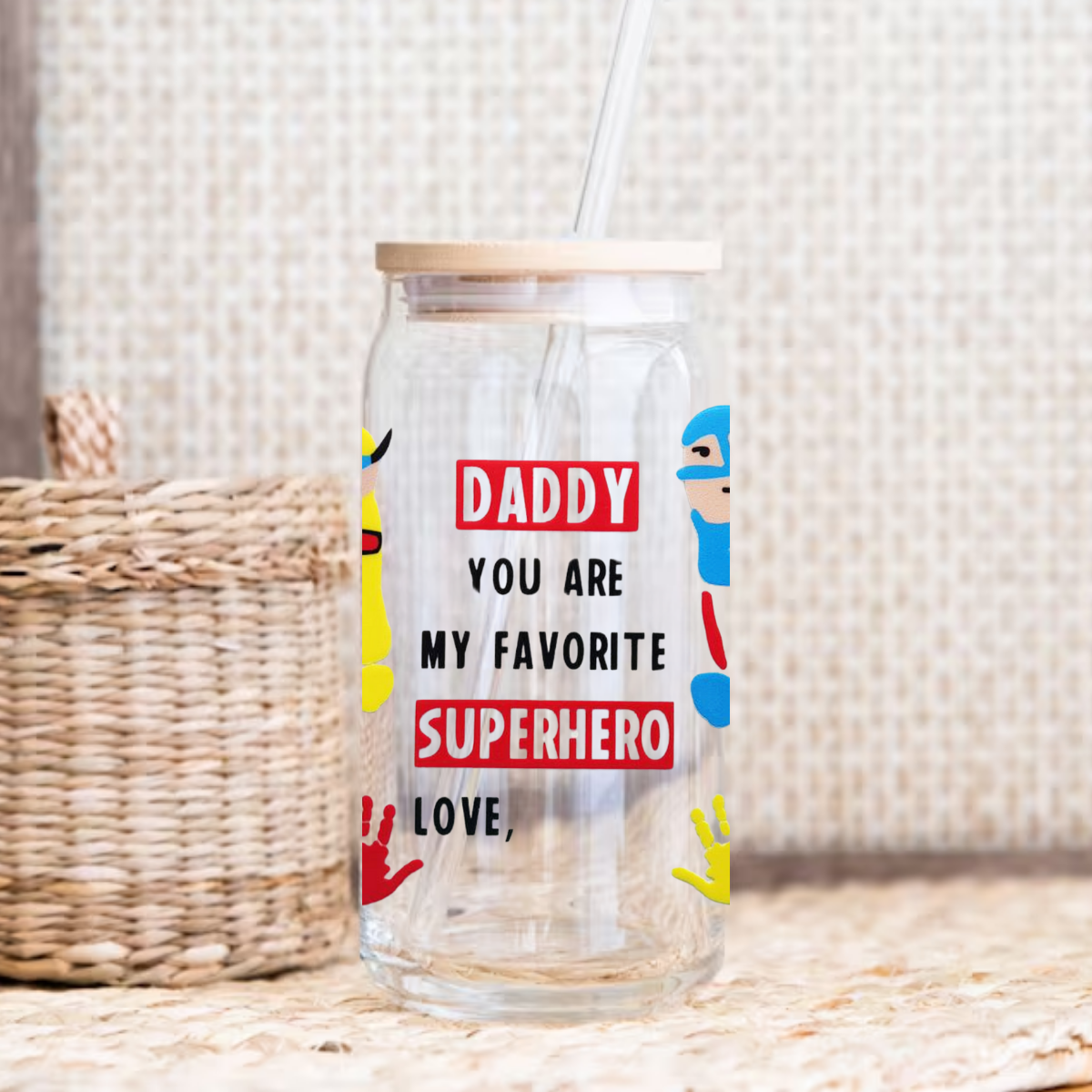 Superhero Dad Glass Cup