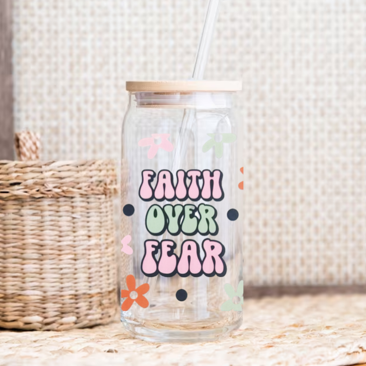 480ml/16oz UV DTF Cup Wrap | Faith over Fear