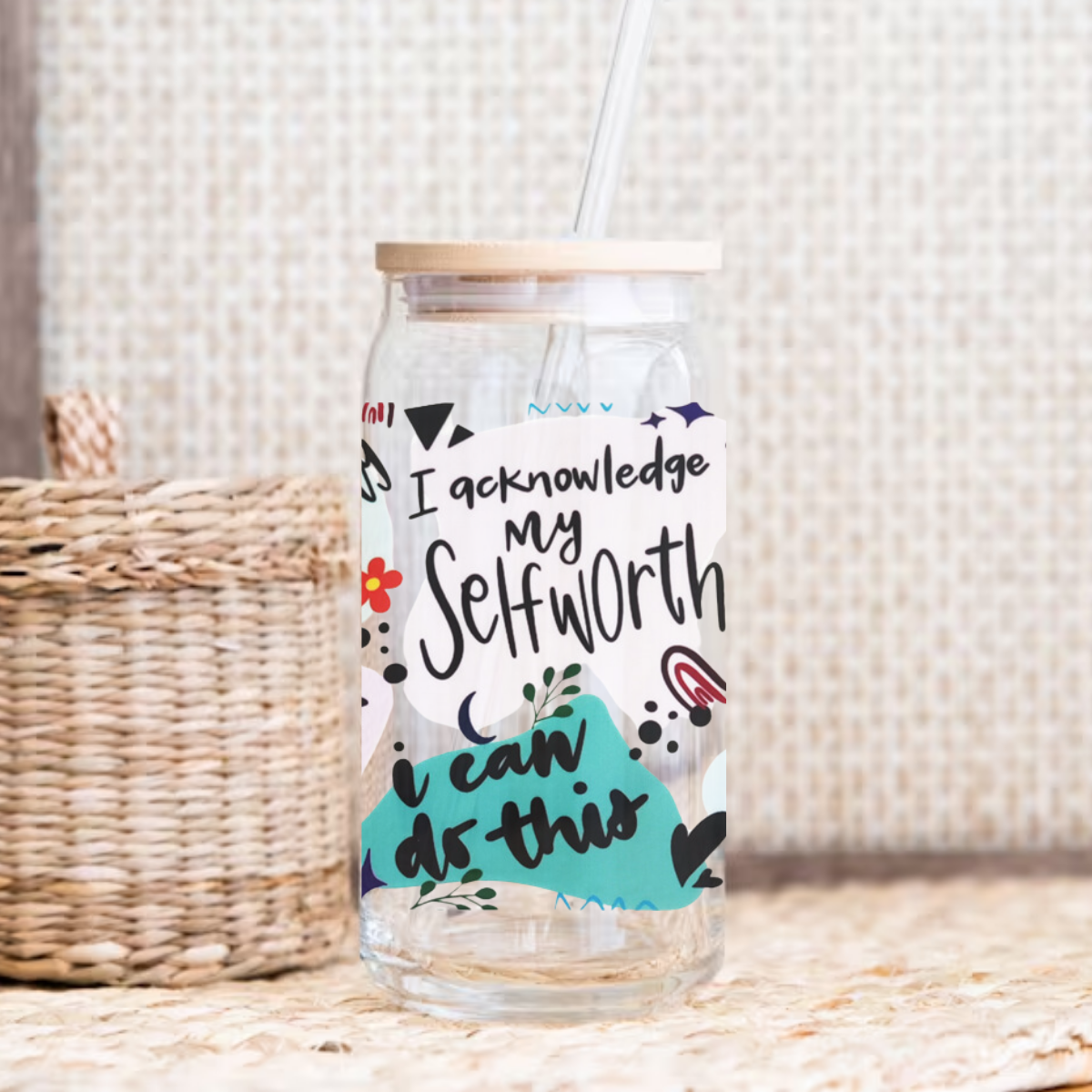 480ml/16oz UV DTF Cup Wrap | Self-Worth Affirmation